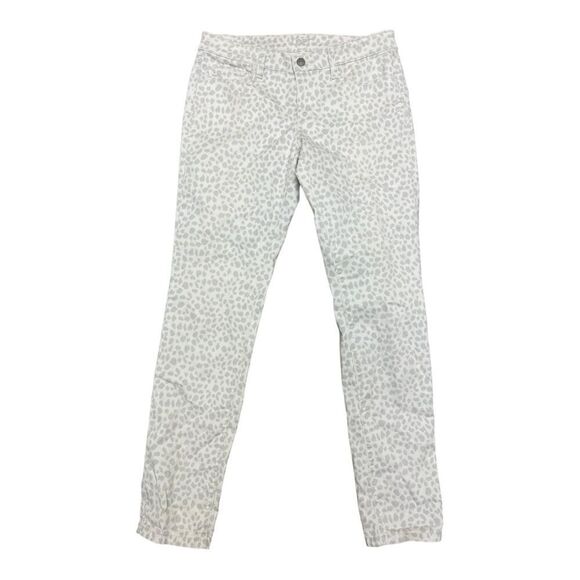 Loft Modern Skinny Fit Neutral Gray White Leopard Print Jeans Size 27 EUC - Picture 1 of 6